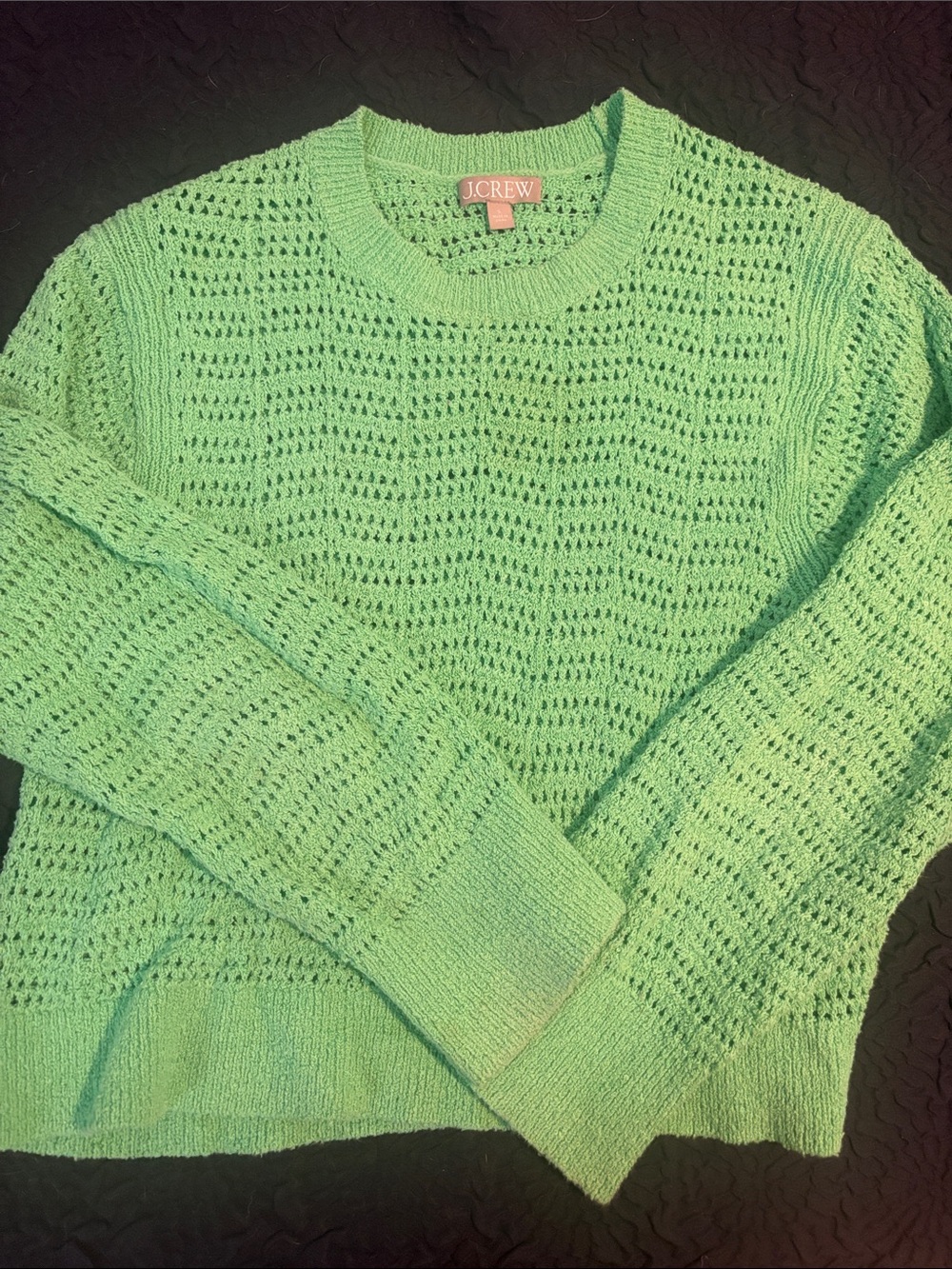 J. Crew Mint Green Openwork Crewneck Sweater